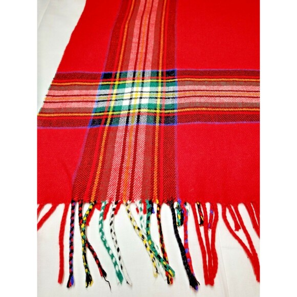 Italy Design Cashmere Feel Winter Red Plaid Scarf - Picture 2 of 5